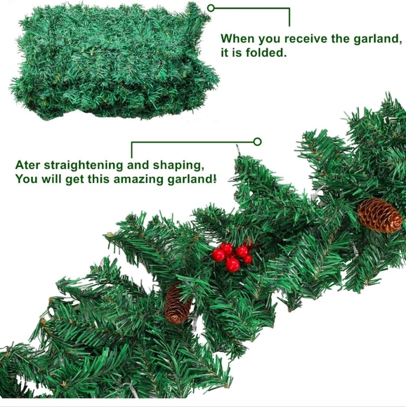 New Pre-lit Garland 9 Feet Indoor/Outdoor - Picture 10 of 11
